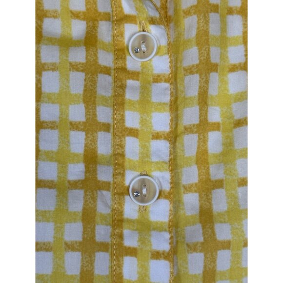 Mishca Yellow Collared Long Roll Tab Sleeve Pullover Button Up Shirt Women's M - Picture 8 of 10
